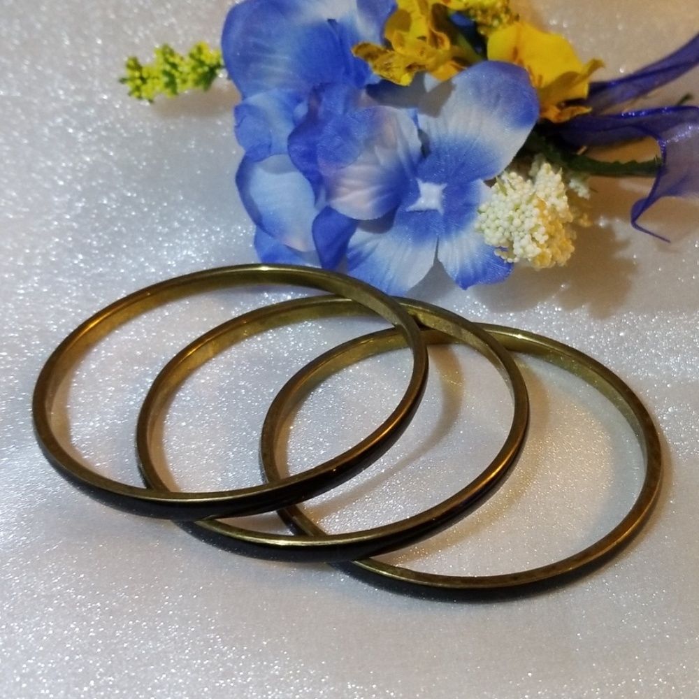 💍3 for $10💍Black And Gold Bangle Bracelet Set